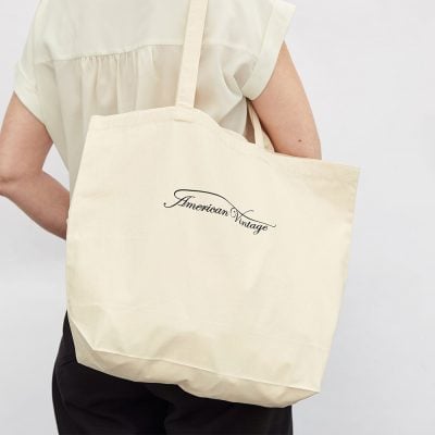 stylish american vintage large tote bag with long handles and a landscape orientation from an Ethical Supplier